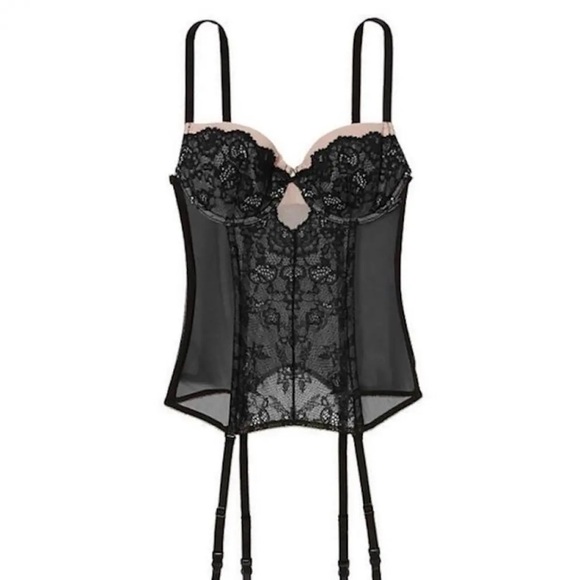 Victoria’s Secret Y2K lace mesh Black corset bustier - Picture 1 of 6